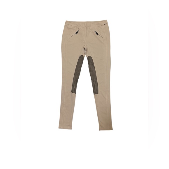 BCBG MAXAZRIA RIDING LEGGINGS PANTS WOMEN COLOR TAN KNEE-PATCH BREECH SIZE 30 - Picture 1 of 10